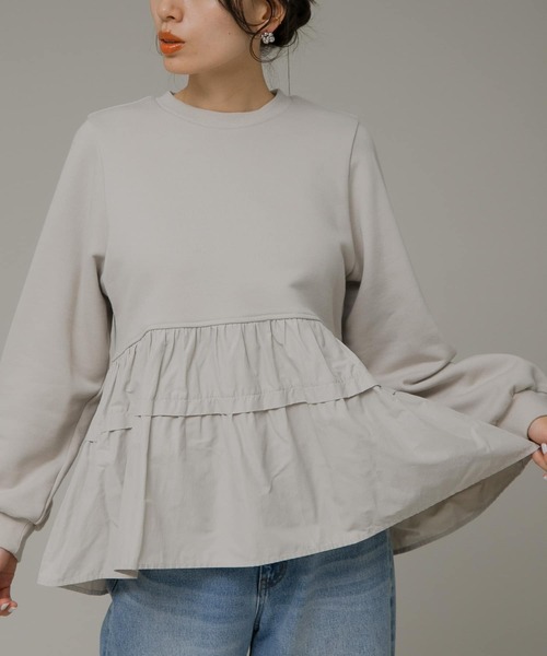 URBAN RESEARCH Sonny Label（アーバンリサーチサニーレーベル）の「ティアードドッキングカットソー（Tシャツ/カットソー・レディース・グレー系その他/ブラック/ブラウン・FREE）」の2枚目の写真