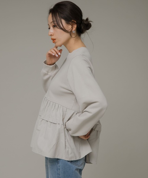 URBAN RESEARCH Sonny Label（アーバンリサーチサニーレーベル）の「ティアードドッキングカットソー（Tシャツ/カットソー・レディース・グレー系その他/ブラック/ブラウン・FREE）」の6枚目の写真