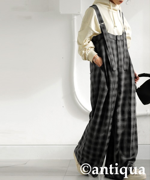 antiqua(アンティカ)の「チェック柄サロペット(サロペット/オーバーオール・レディース・ブラック・ONESIZE)」の15枚目の写真