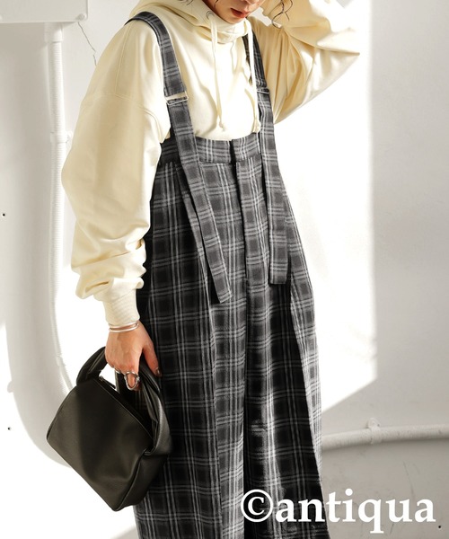 antiqua(アンティカ)の「チェック柄サロペット(サロペット/オーバーオール・レディース・ブラック・ONESIZE)」の13枚目の写真