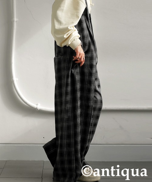 antiqua(アンティカ)の「チェック柄サロペット(サロペット/オーバーオール・レディース・ブラック・ONESIZE)」の11枚目の写真