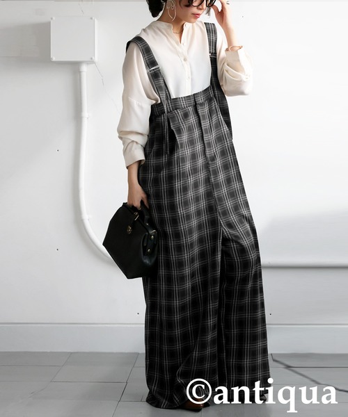 antiqua(アンティカ)の「チェック柄サロペット(サロペット/オーバーオール・レディース・ブラック・ONESIZE)」の16枚目の写真