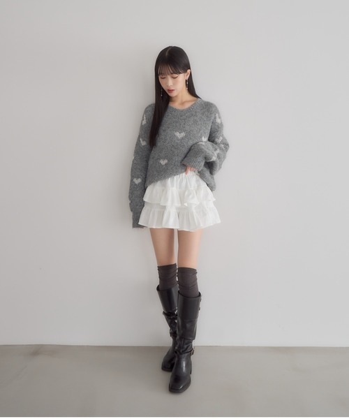 LONSLAN フリルミニスカート ブラック ストライプフリルミニスカート | ファッション通販サイト NUGU