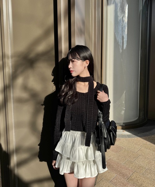 mellowneon（メロウネオン）の「フリルミニスカート（スカート・レディース・ホワイト/ブラック/アイボリー・FREE）」の12枚目の写真