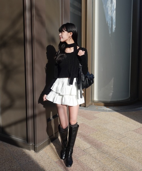 VIVIANO ブラック フリルスカート スカート VW―SS25―SK08 | VIVIANO (Women)/ヴィヴィ