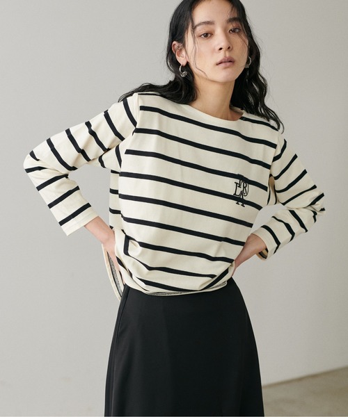 【LARUTA】厚盛りちびロゴ刺繍ロンT（Tシャツ/カットソー）｜LARUTA（ラルータ）