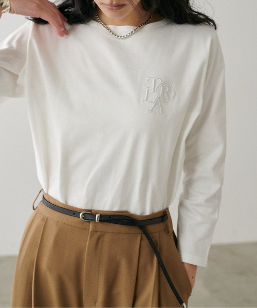 LARUTA（ラルータ）の「【LARUTA】厚盛りちびロゴ刺繍ロンT（Tシャツ/カットソー・レディース・オフホワイト/その他1/その他2/その他3/その他4・FREE）」の6枚目の写真