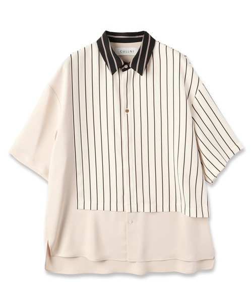 セール】Melange Stripe Twill Asymmetrical Stripe Short