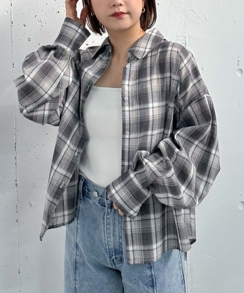 archives（アルシーヴ）の「【25ss】スプリングチェックミドルシャツ（シャツ/ブラウス・レディース・ベージュ/グレー・MEDIUM）」の12枚目の写真