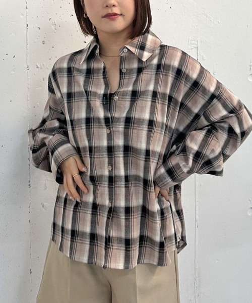 archives（アルシーヴ）の「【25ss】スプリングチェックミドルシャツ（シャツ/ブラウス・レディース・ベージュ/グレー・MEDIUM）」の22枚目の写真