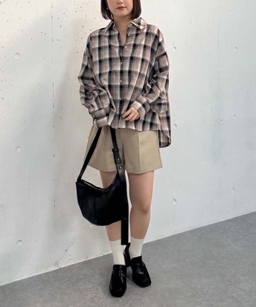 archives（アルシーヴ）の「【25ss】スプリングチェックミドルシャツ（シャツ/ブラウス・レディース・ベージュ/グレー・MEDIUM）」の4枚目の写真