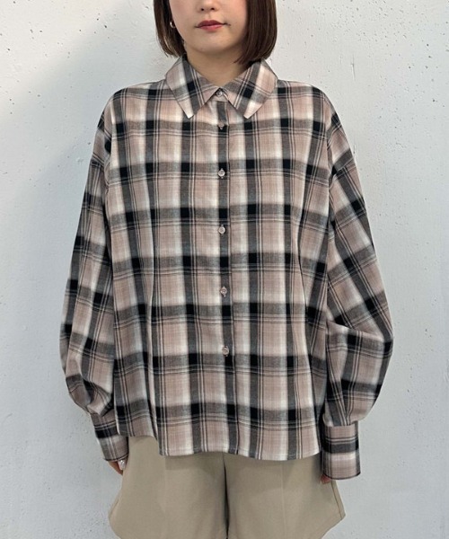 archives（アルシーヴ）の「【25ss】スプリングチェックミドルシャツ（シャツ/ブラウス・レディース・ベージュ/グレー・MEDIUM）」の6枚目の写真