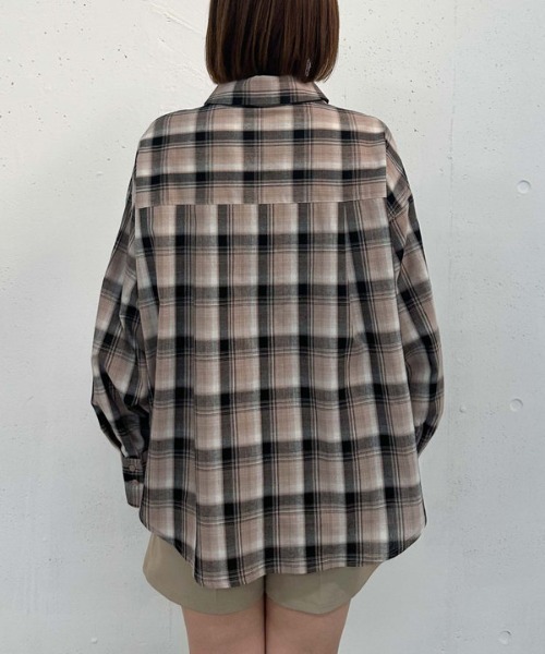 archives（アルシーヴ）の「【25ss】スプリングチェックミドルシャツ（シャツ/ブラウス・レディース・ベージュ/グレー・MEDIUM）」の8枚目の写真