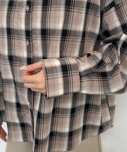 archives（アルシーヴ）の「【25ss】スプリングチェックミドルシャツ（シャツ/ブラウス・レディース・ベージュ/グレー・MEDIUM）」の10枚目の写真