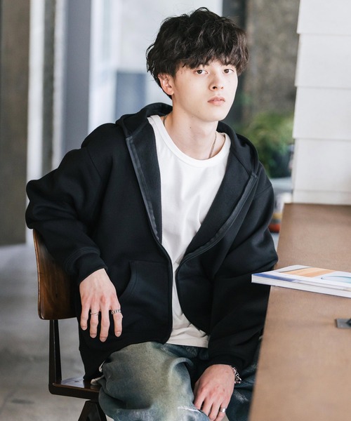 Rocky Monroe（ロッキーモンロー）の「ルーズシルエット 裏起毛無地フルジップパーカー（パーカー・メンズ・オートミール/ネイビー/チャコールグレー/ブラック・M/L/XL）」の20枚目の写真