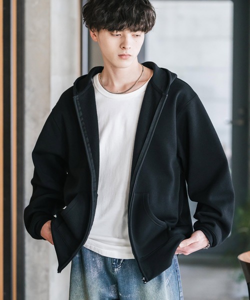 Rocky Monroe（ロッキーモンロー）の「ルーズシルエット 裏起毛無地フルジップパーカー（パーカー・メンズ・オートミール/ネイビー/チャコールグレー/ブラック・M/L/XL）」の19枚目の写真