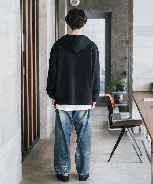 Rocky Monroe（ロッキーモンロー）の「ルーズシルエット 裏起毛無地フルジップパーカー（パーカー・メンズ・オートミール/ネイビー/チャコールグレー/ブラック・M/L/XL）」の21枚目の写真