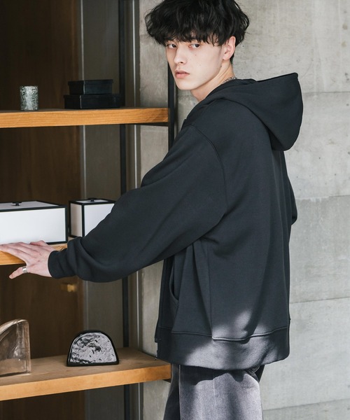 Rocky Monroe（ロッキーモンロー）の「ルーズシルエット 裏起毛無地フルジップパーカー（パーカー・メンズ・オートミール/ネイビー/チャコールグレー/ブラック・M/L/XL）」の18枚目の写真