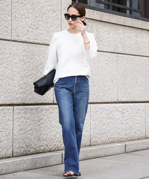 Deuxieme Classe（ドゥーズィエムクラス）の「dumblefit  クルーネック ブラウス（シャツ/ブラウス・レディース・ネイビー/ホワイト・FREE）」の9枚目の写真