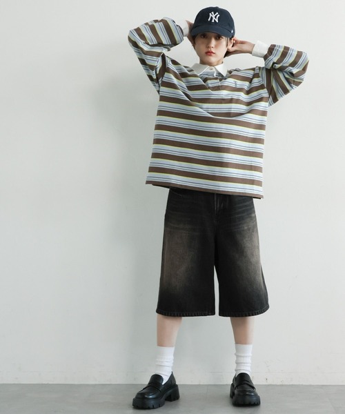 RAGEBLUE（レイジブルー）の「ラガーボーダーポロシャツ（ポロシャツ・レディース・ホワイト系/ブラウン系・FREE）」の10枚目の写真