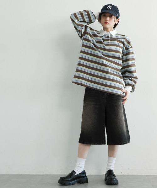 RAGEBLUE（レイジブルー）の「ラガーボーダーポロシャツ（ポロシャツ・レディース・ホワイト系/ブラウン系・FREE）」の11枚目の写真