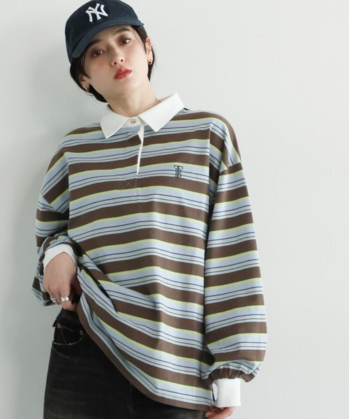 RAGEBLUE（レイジブルー）の「ラガーボーダーポロシャツ（ポロシャツ・レディース・ホワイト系/ブラウン系・FREE）」の12枚目の写真