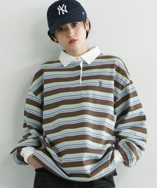 RAGEBLUE（レイジブルー）の「ラガーボーダーポロシャツ（ポロシャツ・レディース・ホワイト系/ブラウン系・FREE）」の13枚目の写真