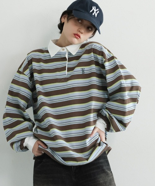 RAGEBLUE（レイジブルー）の「ラガーボーダーポロシャツ（ポロシャツ・レディース・ホワイト系/ブラウン系・FREE）」の14枚目の写真