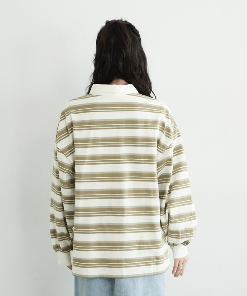 RAGEBLUE（レイジブルー）の「ラガーボーダーポロシャツ（ポロシャツ・レディース・ホワイト系/ブラウン系・FREE）」の18枚目の写真