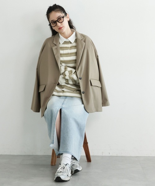 RAGEBLUE（レイジブルー）の「ラガーボーダーポロシャツ（ポロシャツ・レディース・ホワイト系/ブラウン系・FREE）」の4枚目の写真