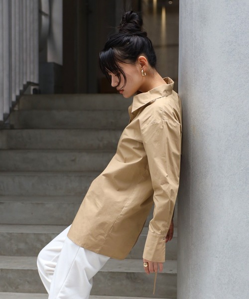 セール】back belt open shirt / バックベルトオープンシャツ