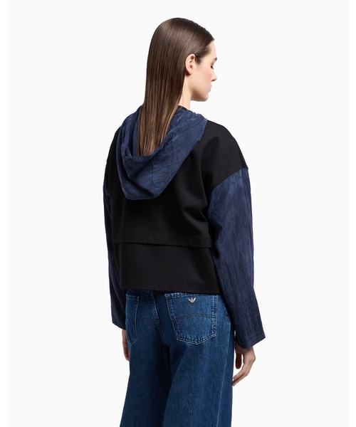 EMPORIO ARMANI(エンポリオアルマーニ)の「【エンポリオ アルマーニ】フード付きジップアップブルゾン インターロックジャージー(ブルゾン・レディース・ブラック/ピンク・36/38/40/42)」の3枚目の写真