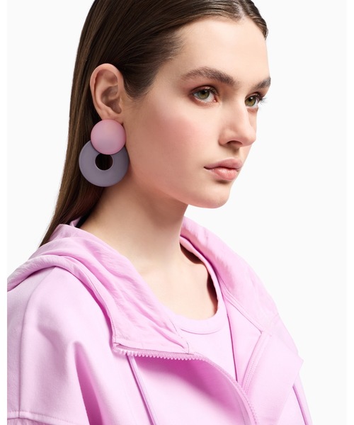 EMPORIO ARMANI(エンポリオアルマーニ)の「【エンポリオ アルマーニ】フード付きジップアップブルゾン インターロックジャージー(ブルゾン・レディース・ブラック/ピンク・36/38/40/42)」の8枚目の写真