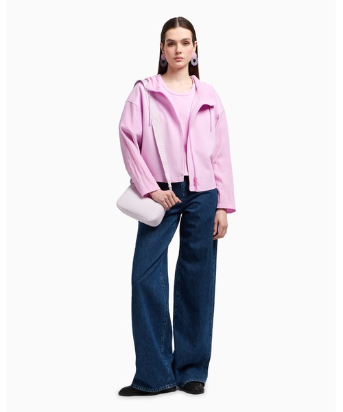EMPORIO ARMANI(エンポリオアルマーニ)の「【エンポリオ アルマーニ】フード付きジップアップブルゾン インターロックジャージー(ブルゾン・レディース・ブラック/ピンク・36/38/40/42)」の9枚目の写真
