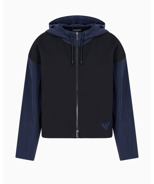 EMPORIO ARMANI(エンポリオアルマーニ)の「【エンポリオ アルマーニ】フード付きジップアップブルゾン インターロックジャージー(ブルゾン・レディース・ブラック/ピンク・36/38/40/42)」の10枚目の写真