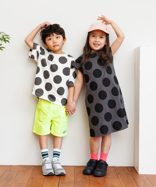 MAKE YOUR DAY（メイクユアデイ）の「ドット総柄ワンピース■80～140cm（ワンピース・キッズ・オリーブ/チャコールグレー/オフホワイト・80/90/100/110/120/130/140）」の17枚目の写真