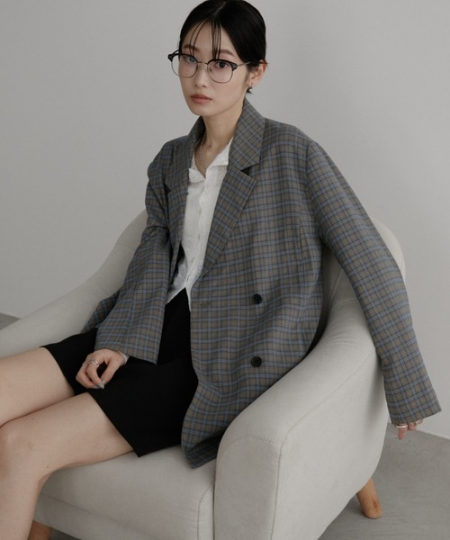 Aunt Marie's(アントマリーズ)の「ダブルボタンテーラードジャケット(テーラードジャケット・レディース・ブルー/アイボリー/イエロー・FREE)」の1枚目の写真