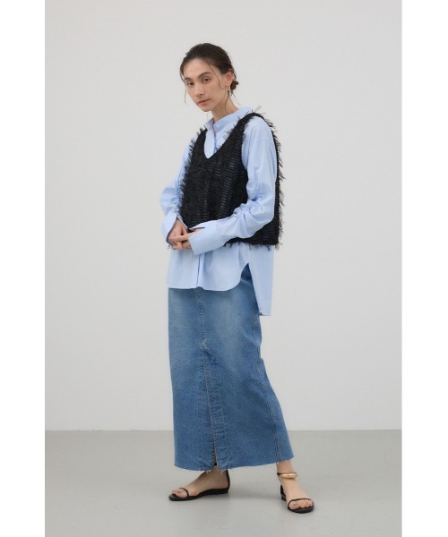 crie conforto（クリーコンフォルト）の「前後2WAYリボンフリンジベスト　秋服 / 冬服 / レイヤード（ベスト・レディース・ブラック/アイボリー・FREE）」の5枚目の写真