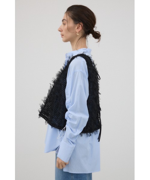 crie conforto（クリーコンフォルト）の「前後2WAYリボンフリンジベスト　秋服 / 冬服 / レイヤード（ベスト・レディース・ブラック/アイボリー・FREE）」の7枚目の写真