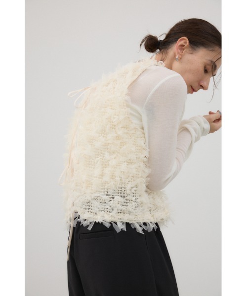 crie conforto（クリーコンフォルト）の「前後2WAYリボンフリンジベスト　秋服 / 冬服 / レイヤード（ベスト・レディース・ブラック/アイボリー・FREE）」の17枚目の写真