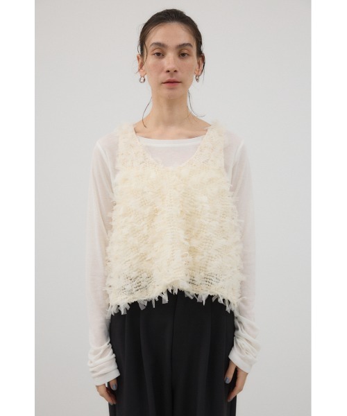 crie conforto（クリーコンフォルト）の「前後2WAYリボンフリンジベスト　秋服 / 冬服 / レイヤード（ベスト・レディース・ブラック/アイボリー・FREE）」の19枚目の写真