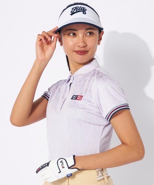 FILA GOLF（フィラゴルフ ）の「【FILA GOLF/フィラゴルフ】レディースロゴ半袖シャツ　ゴルフ（シャツ/ブラウス・レディース・パープル/ネイビー/ホワイト・LARGE/MEDIUM/X-LARGE）」の3枚目の写真