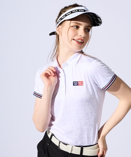 FILA GOLF（フィラゴルフ ）の「【FILA GOLF/フィラゴルフ】レディースロゴ半袖シャツ　ゴルフ（シャツ/ブラウス・レディース・パープル/ネイビー/ホワイト・LARGE/MEDIUM/X-LARGE）」の16枚目の写真