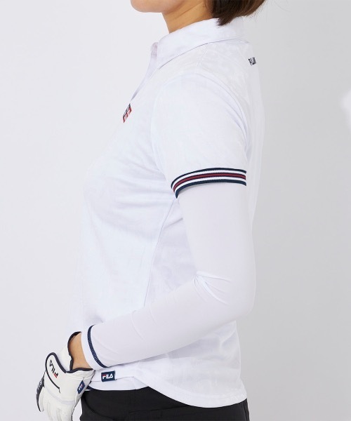 FILA GOLF（フィラゴルフ ）の「【FILA GOLF/フィラゴルフ】レディースロゴ半袖シャツ　ゴルフ（シャツ/ブラウス・レディース・パープル/ネイビー/ホワイト・LARGE/MEDIUM/X-LARGE）」の5枚目の写真