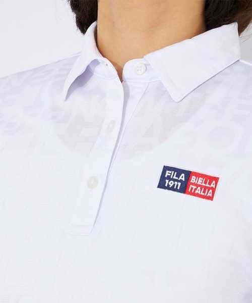FILA GOLF（フィラゴルフ ）の「【FILA GOLF/フィラゴルフ】レディースロゴ半袖シャツ　ゴルフ（シャツ/ブラウス・レディース・パープル/ネイビー/ホワイト・LARGE/MEDIUM/X-LARGE）」の7枚目の写真