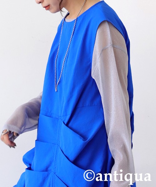 antiqua（アンティカ）の「ギャザーボリュームワンピース（ワンピース・レディース・ブルー/ブラック・ONESIZE）」の9枚目の写真