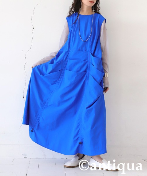 antiqua（アンティカ）の「ギャザーボリュームワンピース（ワンピース・レディース・ブルー/ブラック・ONESIZE）」の10枚目の写真