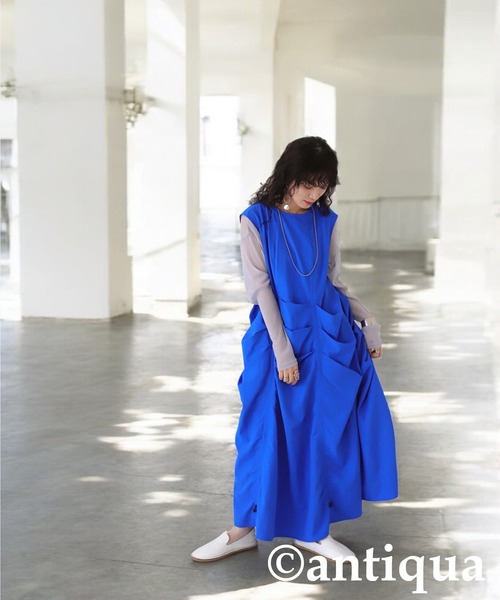 antiqua（アンティカ）の「ギャザーボリュームワンピース（ワンピース・レディース・ブルー/ブラック・ONESIZE）」の11枚目の写真