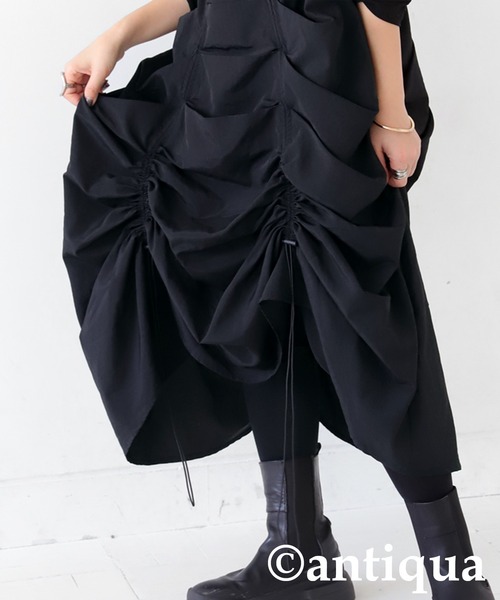 antiqua（アンティカ）の「ギャザーボリュームワンピース（ワンピース・レディース・ブルー/ブラック・ONESIZE）」の4枚目の写真