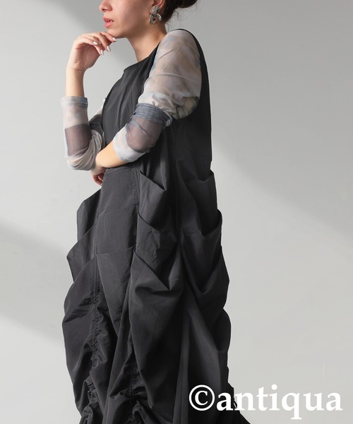 antiqua（アンティカ）の「ギャザーボリュームワンピース（ワンピース・レディース・ブルー/ブラック・ONESIZE）」の8枚目の写真